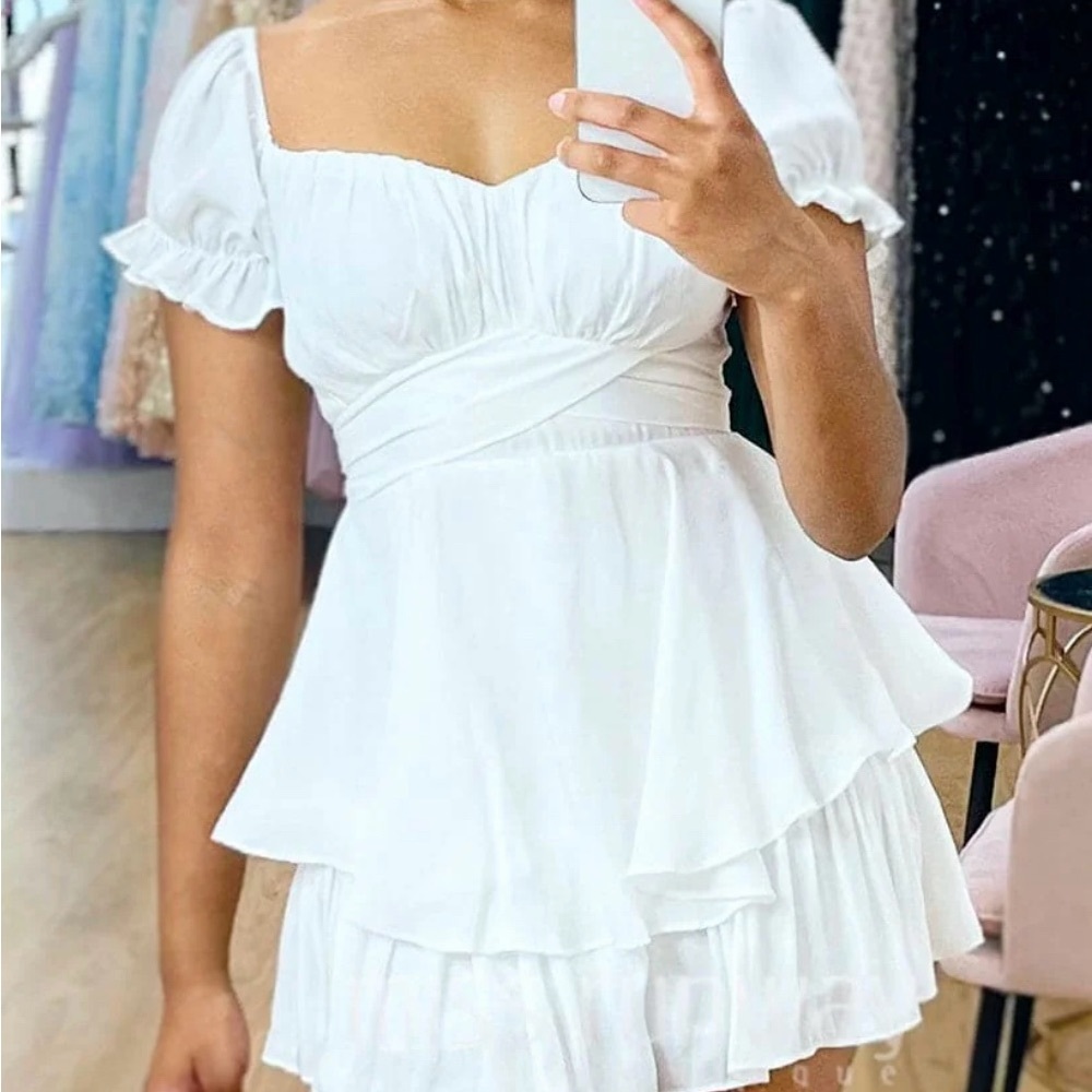 NWT White Ruffle Romper/ Dress